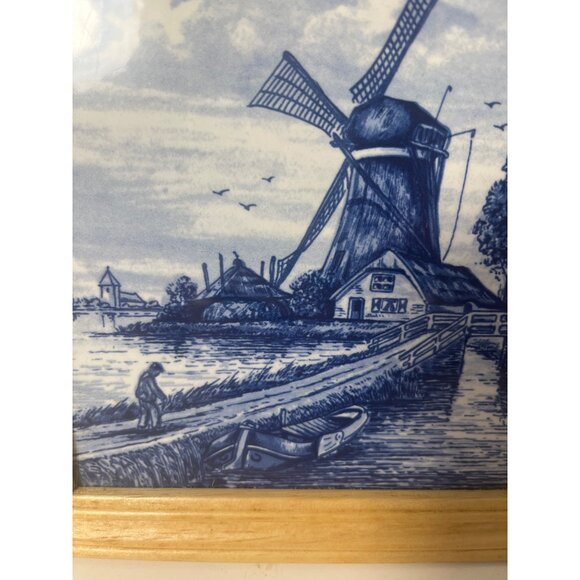 Delft Holland Blue & White Framed Hand Painted Tile 7”x7” - Picture 2 of 6